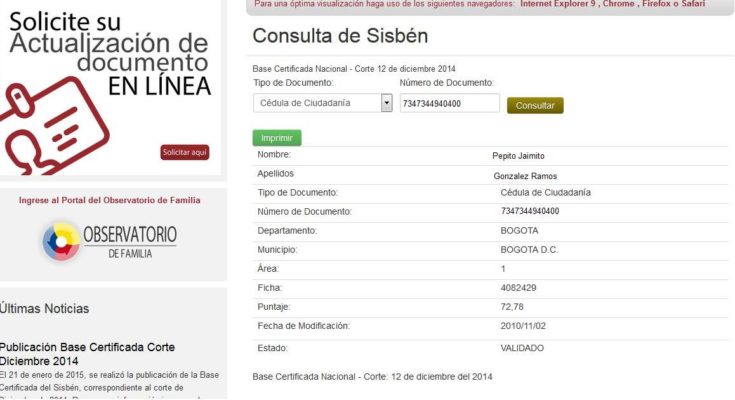 Cómo imprimir tu certificado Sisben